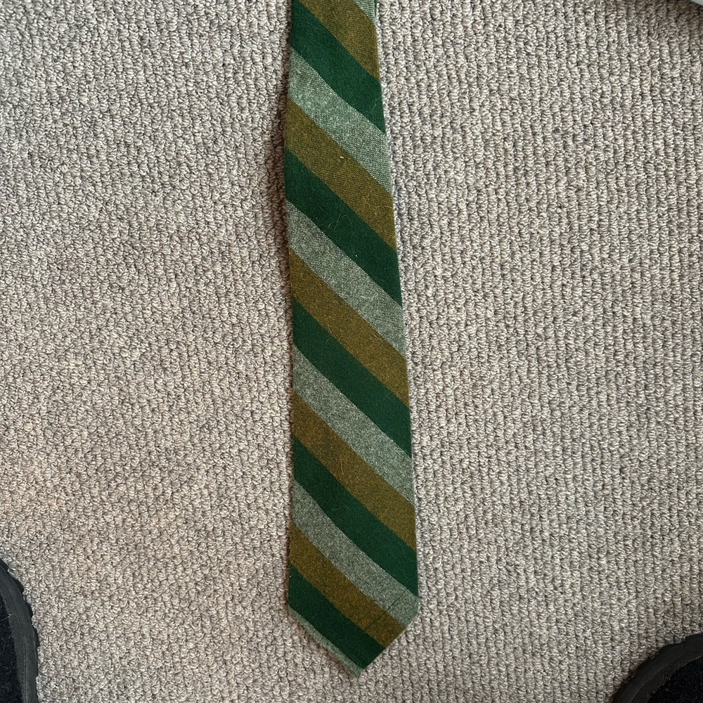 Striped Green & Olive Wool Tie - Men Accessories